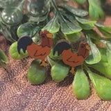 Painted Rooster | Wood Stud Earrings Aaria Tees