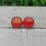 Orange and Red Split Shimmer Dome Stud Earrings Aaria Tees