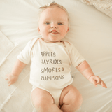 graphic bodysuit | apples hayrides smores - Aaria Tees Aaria Tees