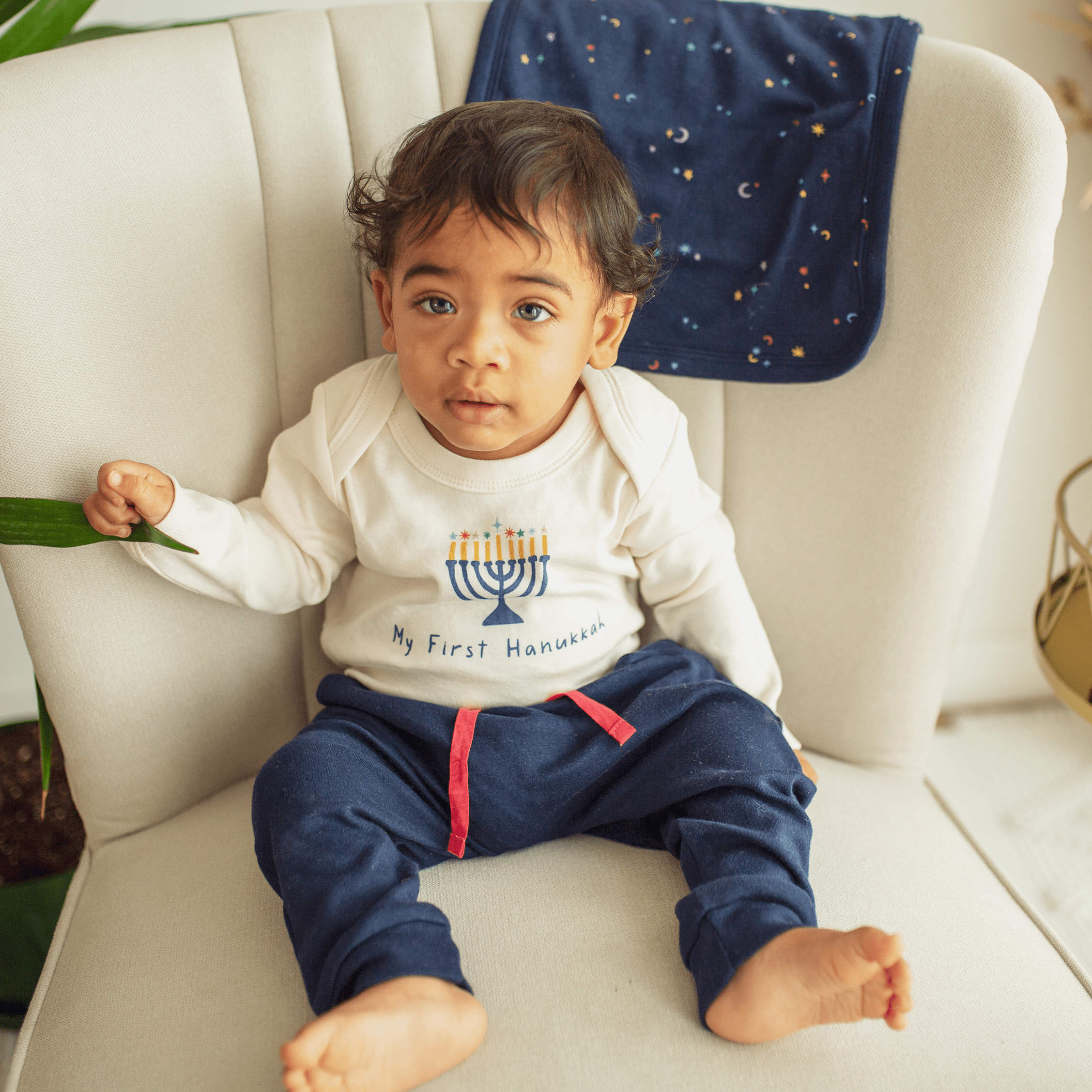 long sleeve graphic bodysuit | my first hanukkah - Aaria Tees Aaria Tees