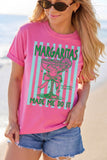Rose Red Margaritas Made Me Do It Striped Graphic Beach Vacation Tee Aaria Tees