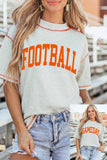 Light Grey GAME DAY/ FOOTBALL Double Side Printed Seam Detail Loose Tee - Aaria Tees Aaria Tees