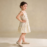 Organic Flutter Buttoned Tiered Dress - Spring Weave - Aaria Tees Aaria Tees