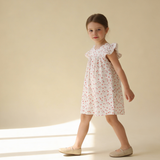Organic Short Sleeve Flutter Dress - Pink  Bloom - Aaria Tees Aaria Tees
