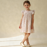 Organic Short Sleeve Flutter Dress - Pink  Bloom - Aaria Tees Aaria Tees