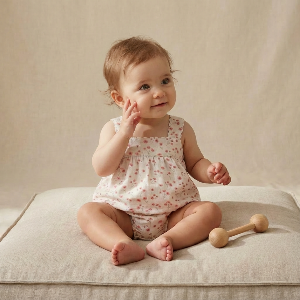 Organic Scalloped Top & Bloomers Set - Pink  Bloom - Aaria Tees