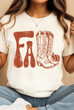 White FALL Boots Cracking Graphic T Shirt Aaria Tees