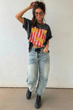 Dark Grey Cheetah Striped Print Retro Fashion Graphic Tee - Aaria Tees Aaria Tees