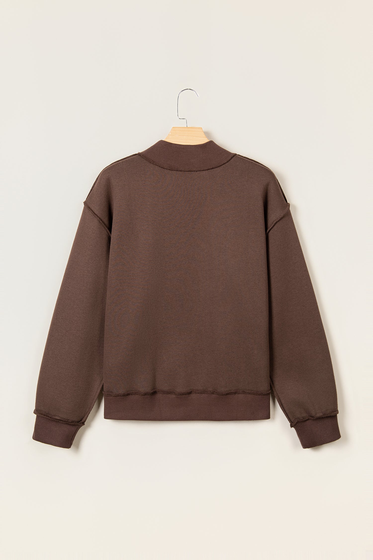 Coffee WWJD Mixed Pattern Embroidered Patch Graphic Mock Neck Sweatshirt - Aaria Tees Aaria Tees