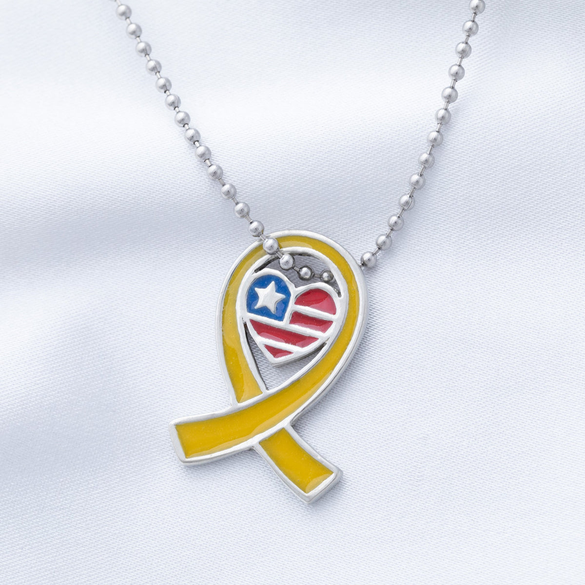 America in My Heart Yellow Ribbon Necklace - Aaria Tees