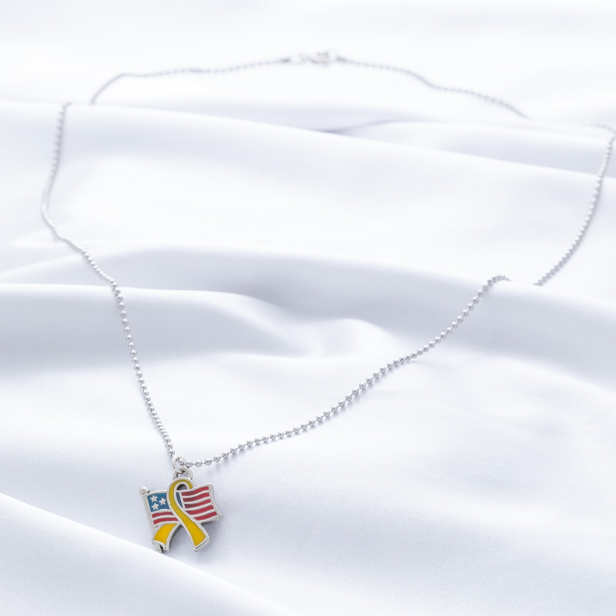 Flag & Yellow Ribbon Necklace - Aaria Tees Aaria Tees