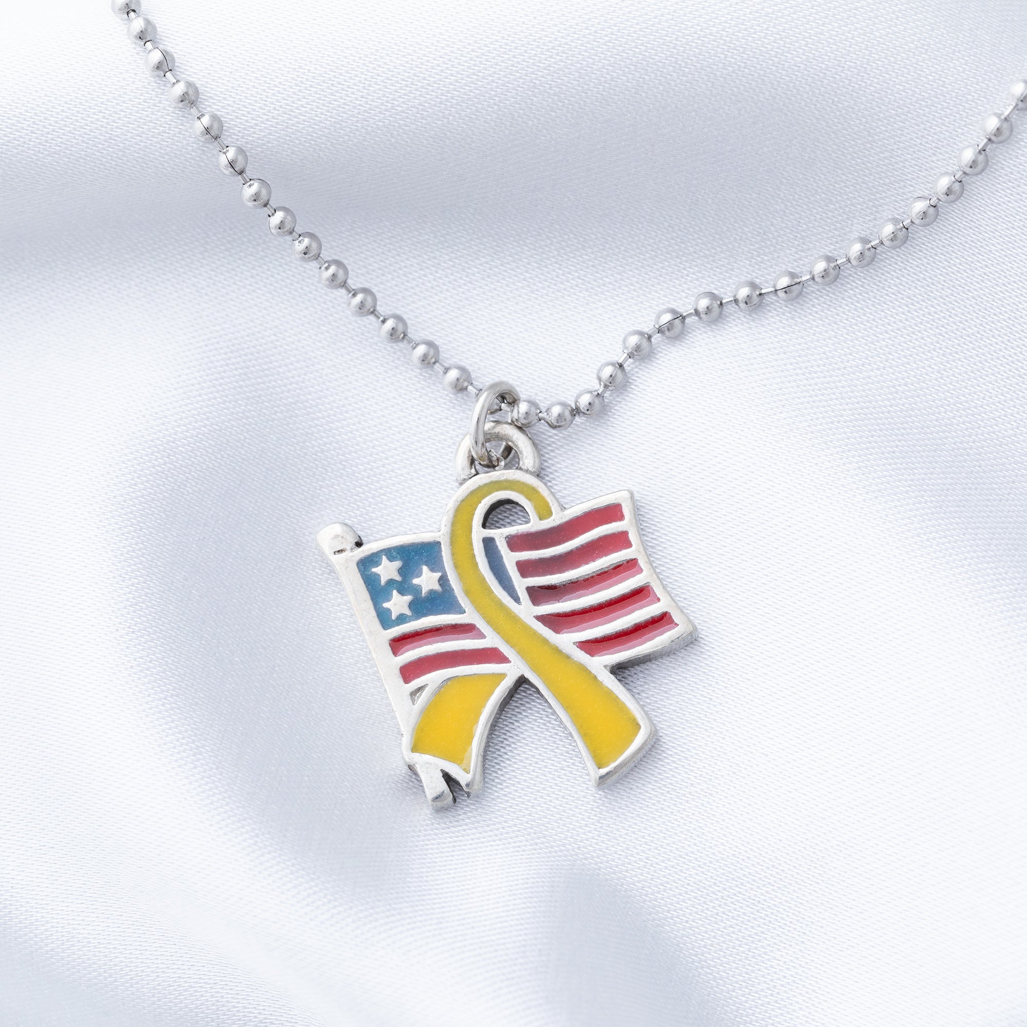 Flag & Yellow Ribbon Necklace - Aaria Tees Aaria Tees