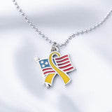 Flag & Yellow Ribbon Necklace - Aaria Tees Aaria Tees