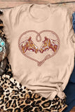 Khaki Rodeo Horse Graphic Western Cowgirl Fashion T Shirt Aaria Tees