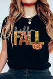 Black Hello Fall Letter Pumpkin Printed Thanksgiving T Shirt Aaria Tees