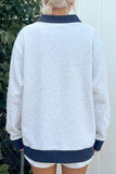 Light Grey Polka Dot Contrast Trim JESUS Letter Graphic Sweatshirt Aaria Tees