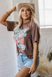 Chicory Coffee Honky Tonk Honey Graphic Crew Neck Western Fashion Tee - Aaria Tees Aaria Tees
