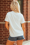 White Game Day Bowknot Embroidered Graphic Casual Tee Aaria Tees