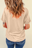 Khaki Sequin Turkey Patched Thanksgiving Graphic Tee Aaria Tees