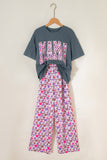 Medium Grey MAMA Letter Graphic Tee Camouflage Print Loose Pant Set - Aaria Tees Aaria Tees