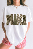 White MAMA Mixed Pattern Lettering T Shirt Aaria Tees
