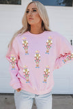 Pink Sequin Nutcracker Christmas Pullover Sweatshirt Aaria Tees