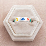 Puzzle Piece Autism Awareness Sterling Ring - Aaria Tees Aaria Tees