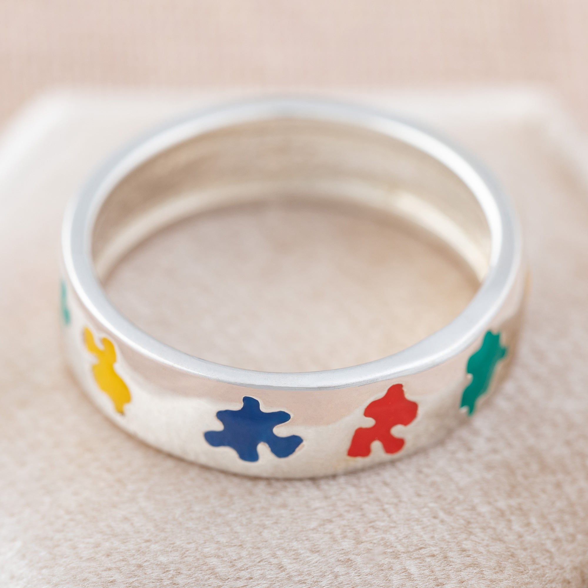 Puzzle Piece Autism Awareness Sterling Ring - Aaria Tees Aaria Tees