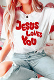 White JESUS LOVES YOU Graphic Tee Aaria Tees