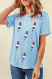 Light Blue Patriotic Sequin Popsicle Graphic Tee Aaria Tees