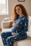 Hanukkah Pets (Women's Long Sleeve PJ) - Blue - Aaria Tees Aaria Tees