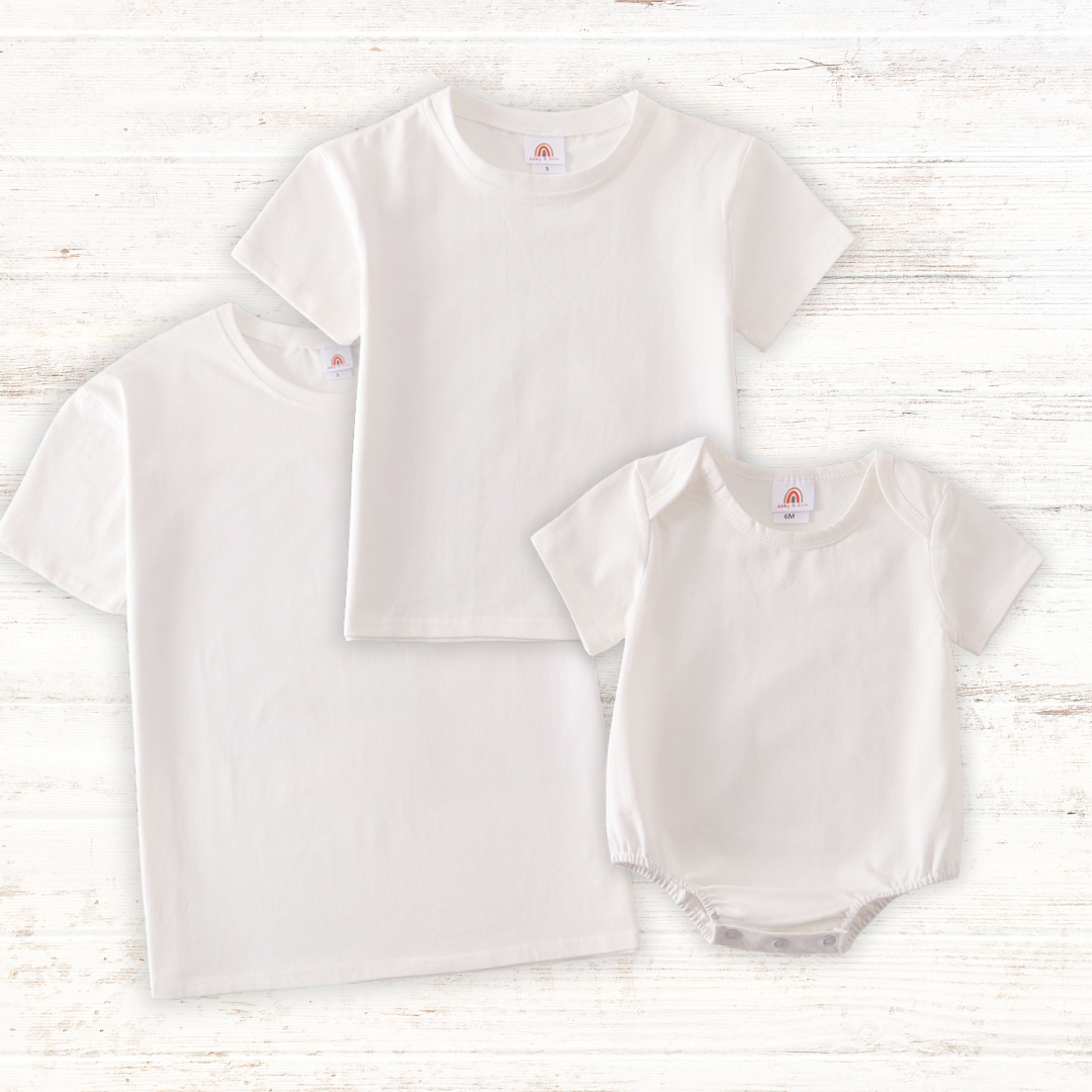Cream blank basic t-shirt Adult Kids and baby bubble - Aaria Tees Aaria Tees
