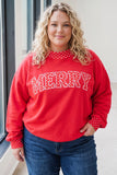 Fiery Red Casual Polka Dot Patchwork Letter Graphic Plus Size Sweatshirt Aaria Tees