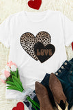 White Leopard LOVE Double Heart Printed Valentines Graphic Tee - Aaria Tees Aaria Tees