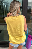 Yellow Cream Flower Graphic Casual Tank Top Aaria Tees