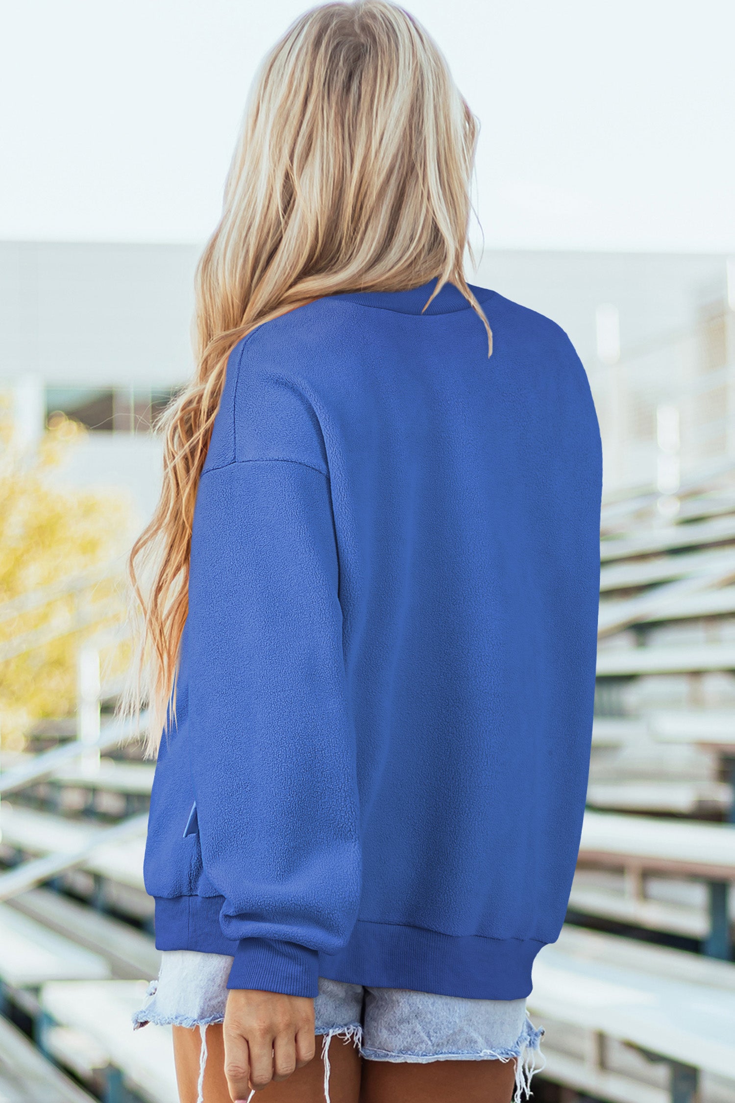 Dark Blue Reversible Gameday Football Graphic Oversized Sweatshirt - Aaria Tees Aaria Tees