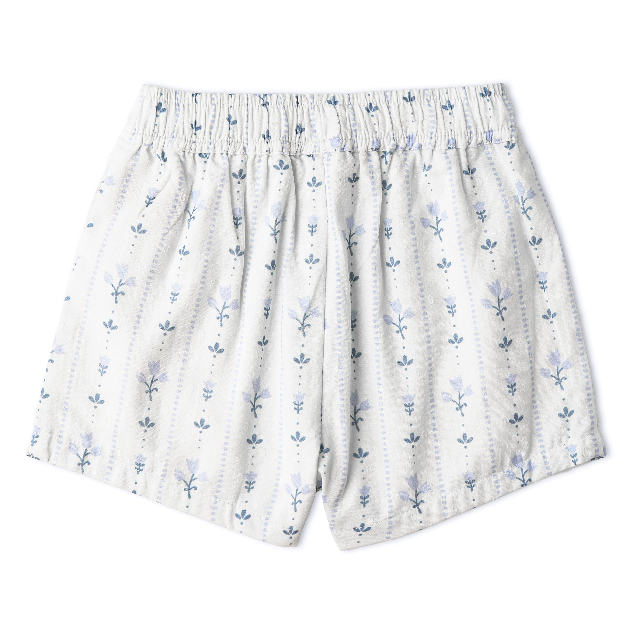 Organic Smocked Top & Shorts Set - Blue Vines - Aaria Tees Aaria Tees