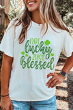 White St Patricks Not Luck Just Blessed Graphic T-shirt - Aaria Tees Aaria Tees