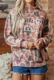 Multicolour Embroidered Slogan Camo Pullover Sweatshirt Aaria Tees