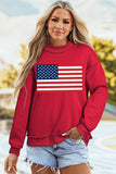 Racing Red American Flag/ USA Double Side Print Reversible Mock Neck Sweatshirt - Aaria Tees Aaria Tees