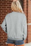 Gray hello fall Embroidered Pumpkin Detail Mock Neck Sweatshirt - Aaria Tees Aaria Tees