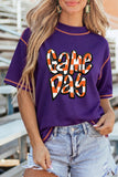 Tillandsia Purple Contrast Seam Detail Checkered Game Day Chenille Graphic Tee Aaria Tees