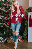 Fiery Red Santa Claus Sequin Graphic Sweatshirt - Aaria Tees Aaria Tees