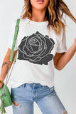 Rose Graphic Round Neck Short Sleeve T-Shirt - Aaria Tees Aaria Tees