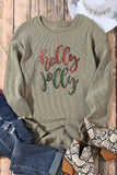 Green Sequined holly jolly Graphic Corded Sweatshirt Aaria Tees