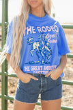 Sky Blue Rodeo Forever Western Graphic Tee - Aaria Tees Aaria Tees