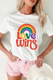 White Love Wins Pride Rainbow Graphic Casual T Shirt Aaria Tees
