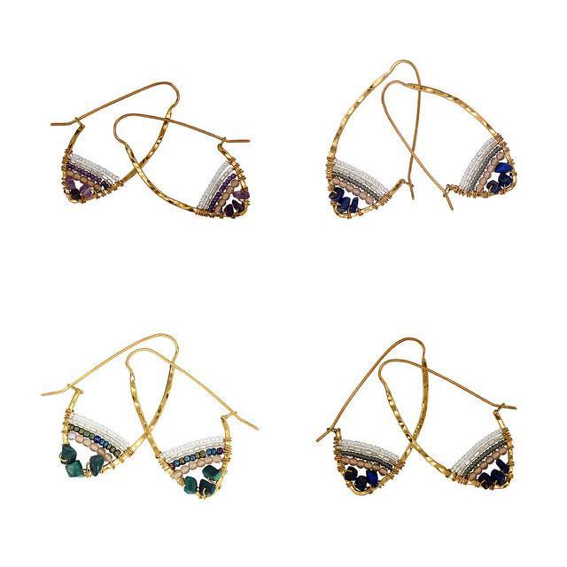 Stone Hoop Earth Collection Earrings - Aaria Tees