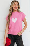 Fiery Red Valentine Heart Graphic Cropped Short Sleeve Sweater - Aaria Tees Aaria Tees