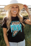Black Western MAMA Leopard Lightning Graphic Tee - Aaria Tees Aaria Tees